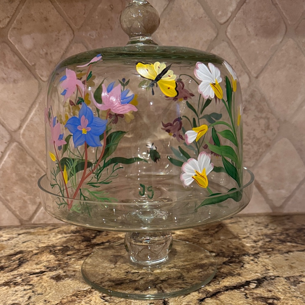 Royal Danube Hand-painted Floral Glass Display Dome